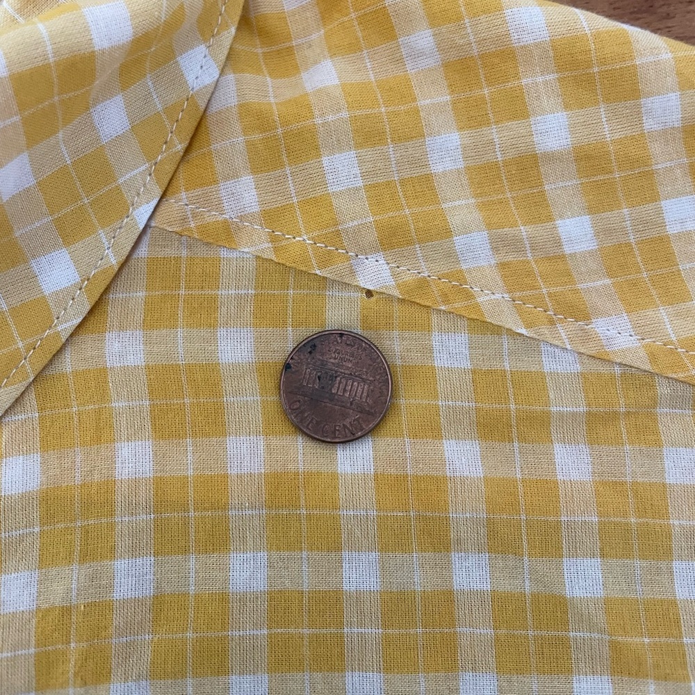 NWT Faherty Avery Short Sleeve Button Up Shirt 100% Cotton Yellow Plaid Womens S - Picture 7 of 10